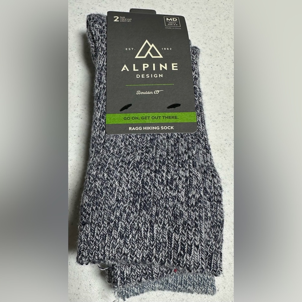 Alpine Design Ragg Hiking Socks - 2 pack NWT